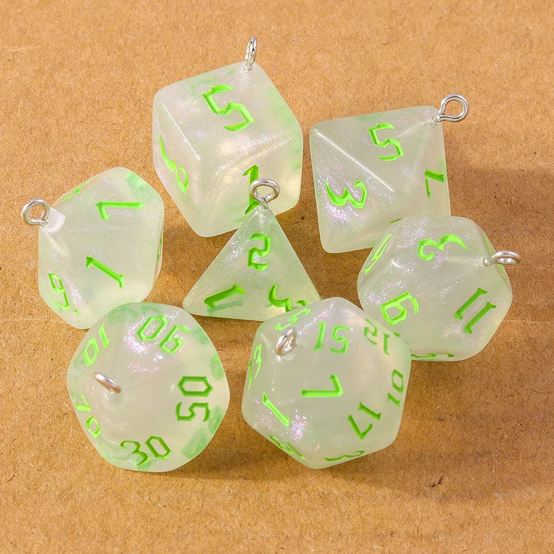 7pcs Fashion Colorful Geometric Dice Charms Pendants for Making Earrings Necklace DIY Jewelry Accessories Supplies