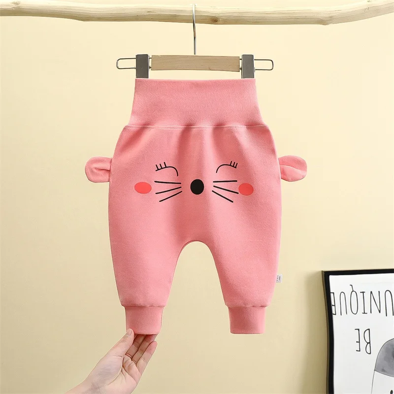 Autumn Infant Thickened Cotton Pants Baby Cartoon Print Trousers Winter Newborn Boys Girls' Big Hip Circumference Pants Clothing