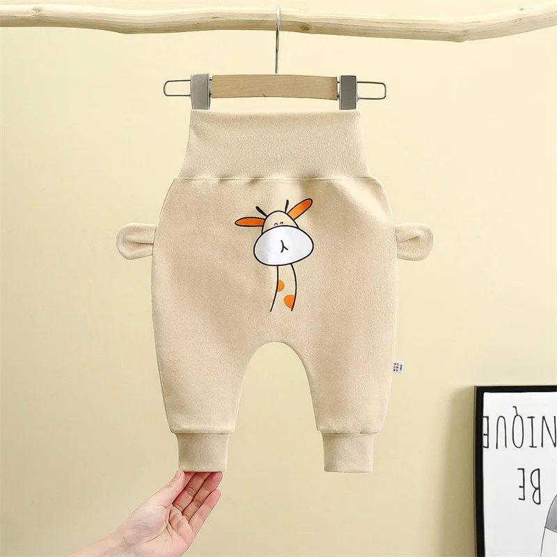 Autumn Infant Thickened Cotton Pants Baby Cartoon Print Trousers Winter Newborn Boys Girls' Big Hip Circumference Pants Clothing