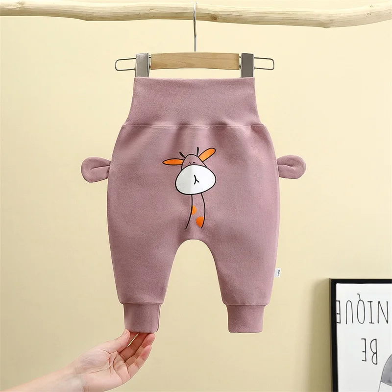 Autumn Infant Thickened Cotton Pants Baby Cartoon Print Trousers Winter Newborn Boys Girls' Big Hip Circumference Pants Clothing
