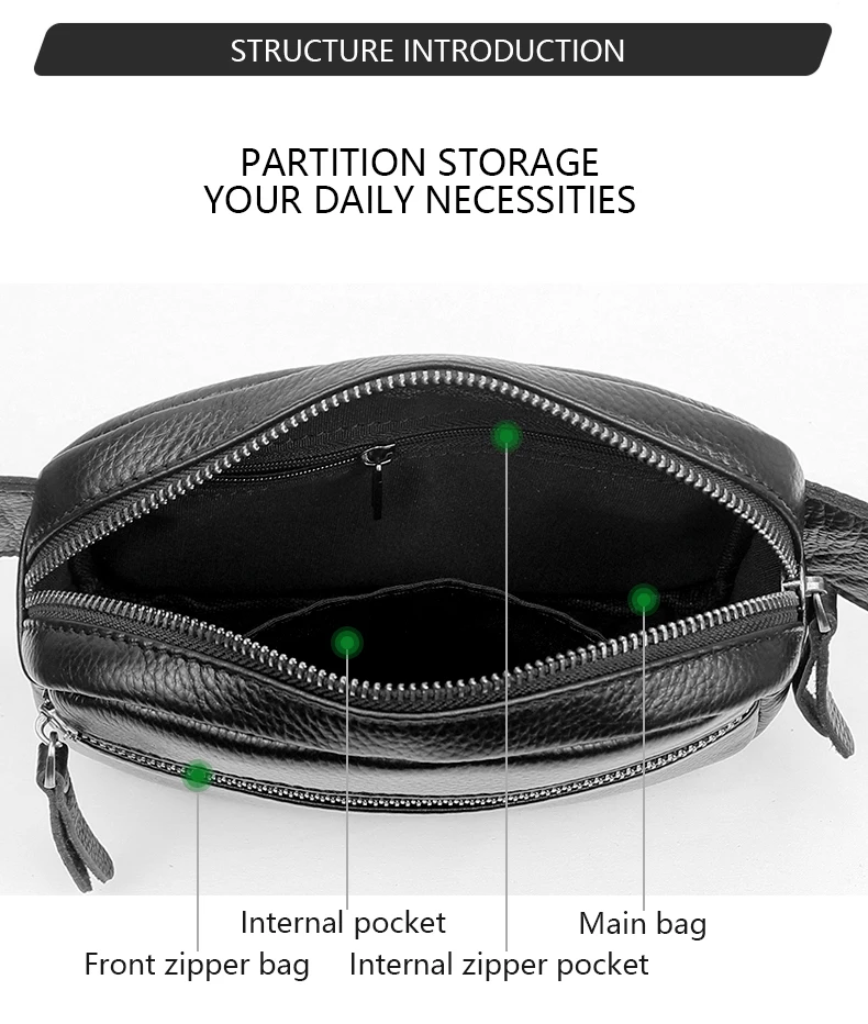 Fanny Pack Waist Bag Multifunction Genuine Leather Hip Bum Bag Travel Pouch For Men and Women For Hiking Running And Cycling