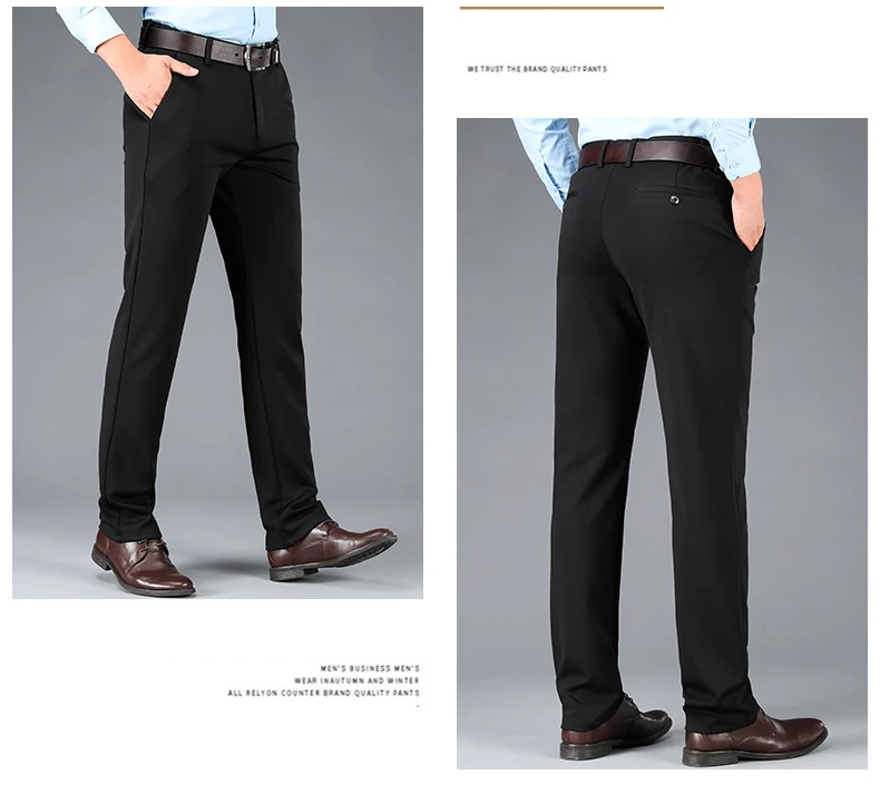 Spring Autumn Men's Casual Business Suit Pants Sports Stretch Suit Pants Male Trousers Big Size Loose Straight Dress Pants