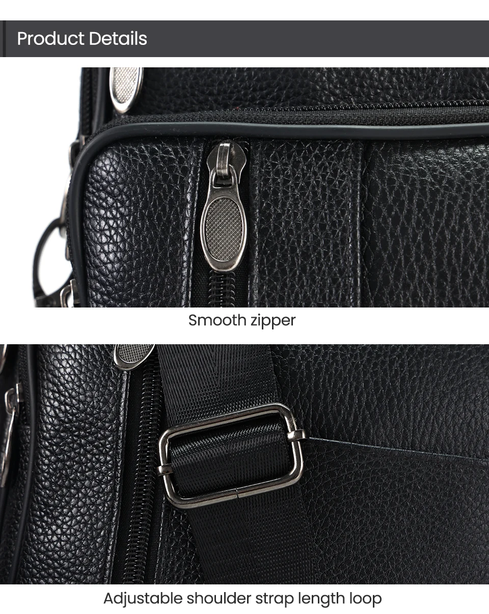 JOYIR Genuine Leather Men Messenger Sling Bag Satchel Bags for Male Multifunction Shoulder Bags Casual Crossbody Bag Handbag