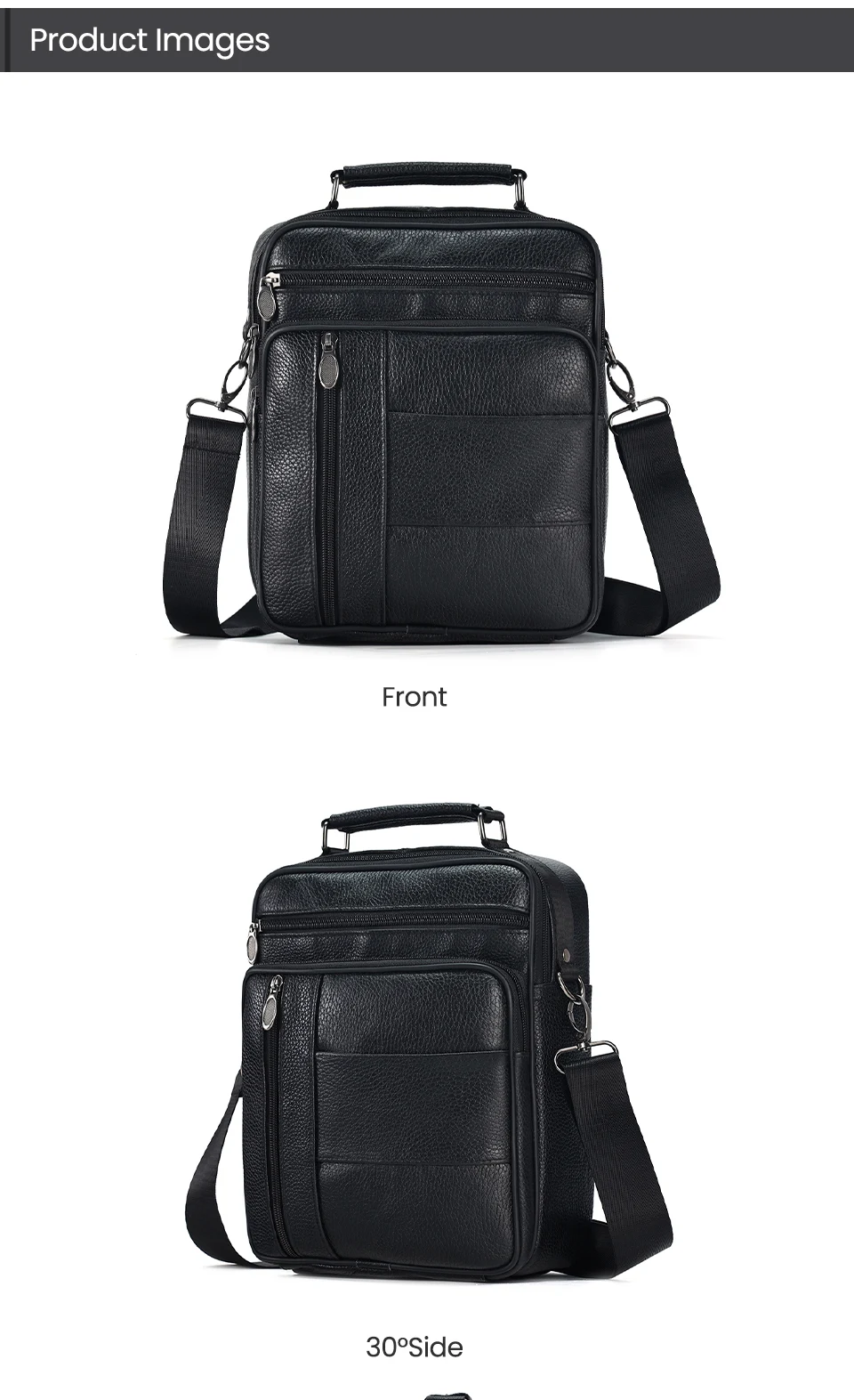 JOYIR Genuine Leather Men Messenger Sling Bag Satchel Bags for Male Multifunction Shoulder Bags Casual Crossbody Bag Handbag