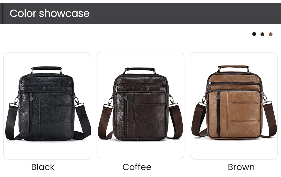 JOYIR Genuine Leather Men Messenger Sling Bag Satchel Bags for Male Multifunction Shoulder Bags Casual Crossbody Bag Handbag