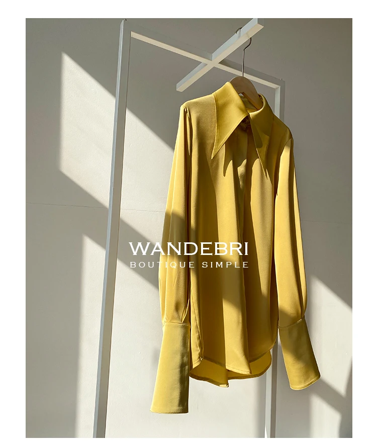 Fashion Vintage Satin Silk Shirt Women Elegant Turn Down Collar Women Blouse White Long Sleeve Ladies Shirts Tops Blusas 16946
