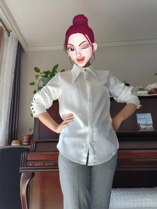 Fashion Vintage Satin Silk Shirt Women Elegant Turn Down Collar Women Blouse White Long Sleeve Ladies Shirts Tops Blusas 16946