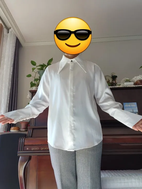 Fashion Vintage Satin Silk Shirt Women Elegant Turn Down Collar Women Blouse White Long Sleeve Ladies Shirts Tops Blusas 16946