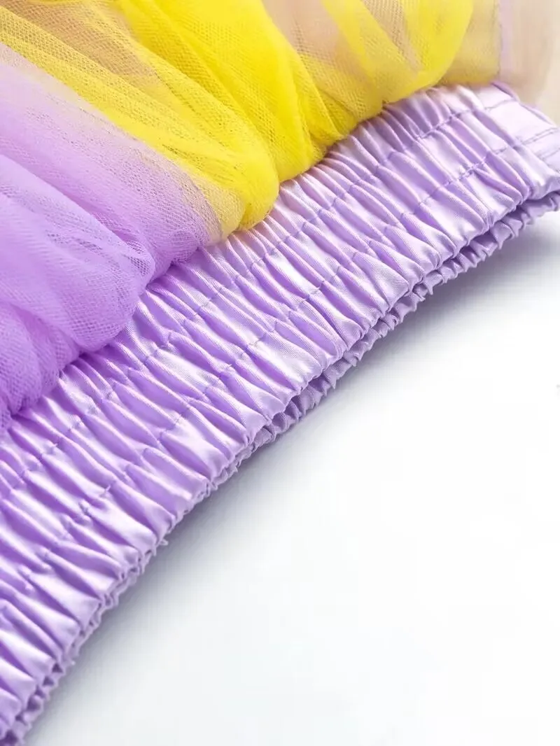 2024 New Arrival Infant Mulity Colorful Tulle Tutu Skirt Pom Pom Princess Mini Dress Children Clothing Pettiskirt Girl Clothes