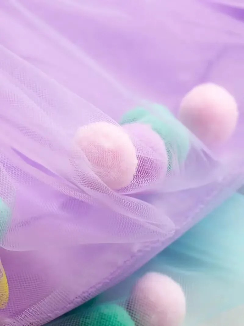 2024 New Arrival Infant Mulity Colorful Tulle Tutu Skirt Pom Pom Princess Mini Dress Children Clothing Pettiskirt Girl Clothes
