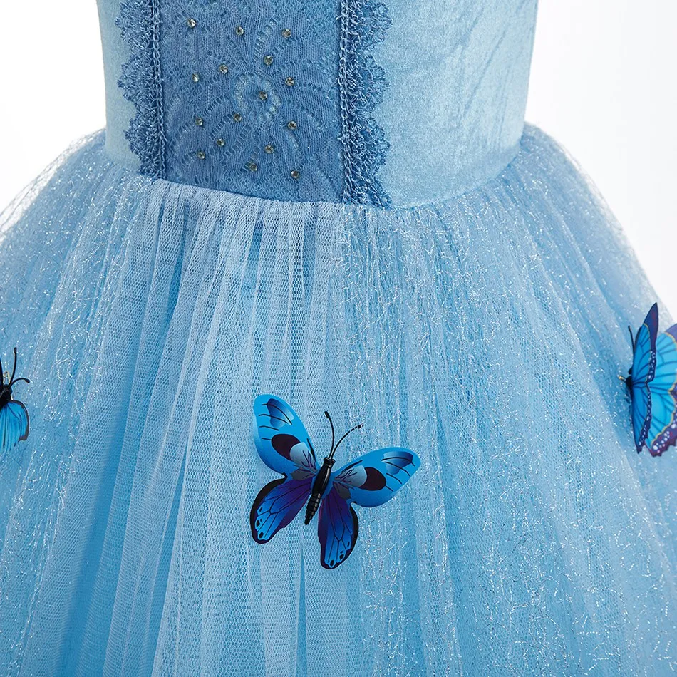 Girl Cinderella Dress Children Summer Christmas Fancy Clothes Kids Birthday Ruffle Cosplay Costume Princess Performance Disguise