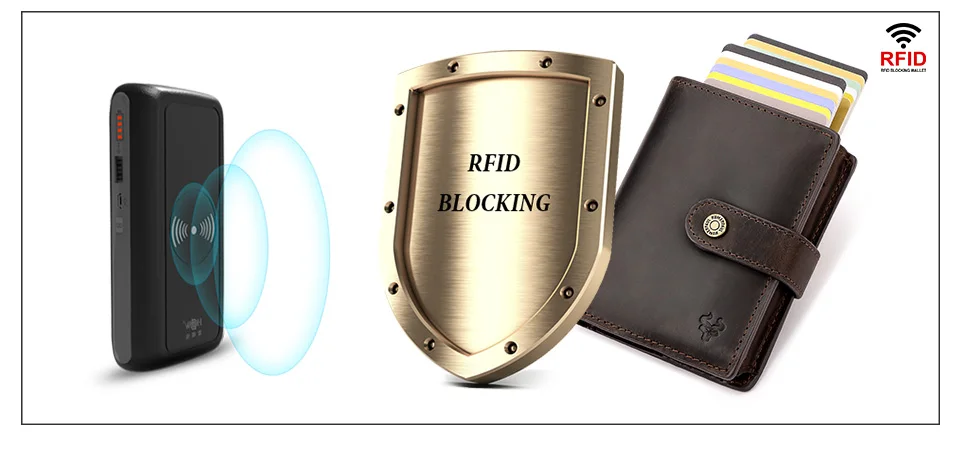 Crazy Horse Leather RFID Credit Card Holder Mens Double Anti Rfid Bank Cardholder Case Wallet Metal Business Minimalist Purse