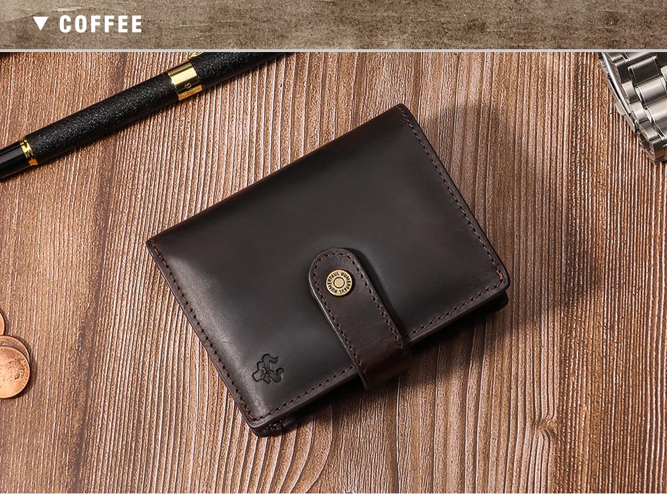 Crazy Horse Leather RFID Credit Card Holder Mens Double Anti Rfid Bank Cardholder Case Wallet Metal Business Minimalist Purse