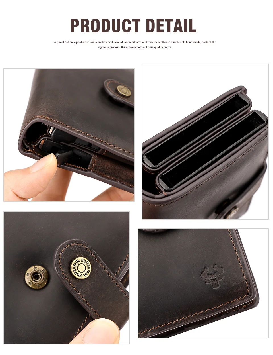 Crazy Horse Leather RFID Credit Card Holder Mens Double Anti Rfid Bank Cardholder Case Wallet Metal Business Minimalist Purse