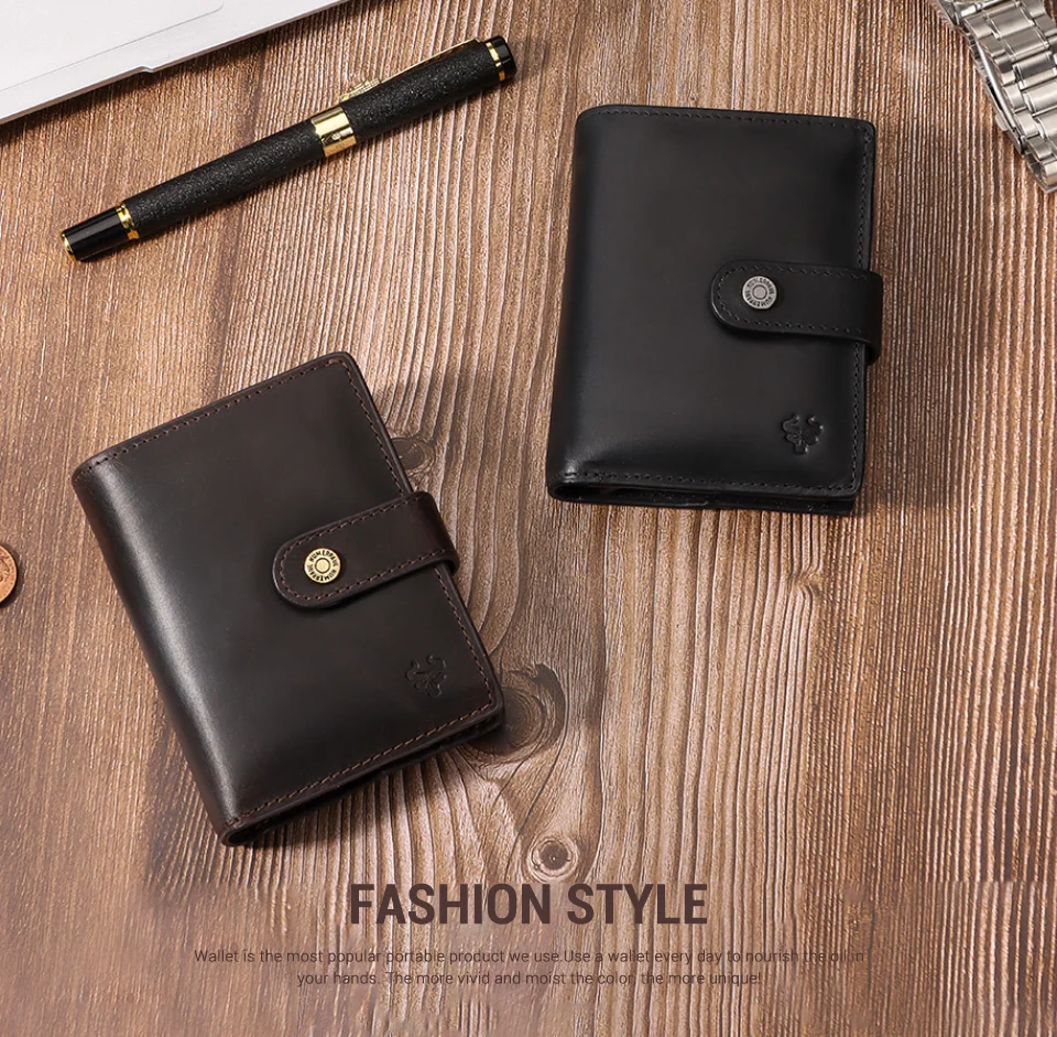 Crazy Horse Leather RFID Credit Card Holder Mens Double Anti Rfid Bank Cardholder Case Wallet Metal Business Minimalist Purse