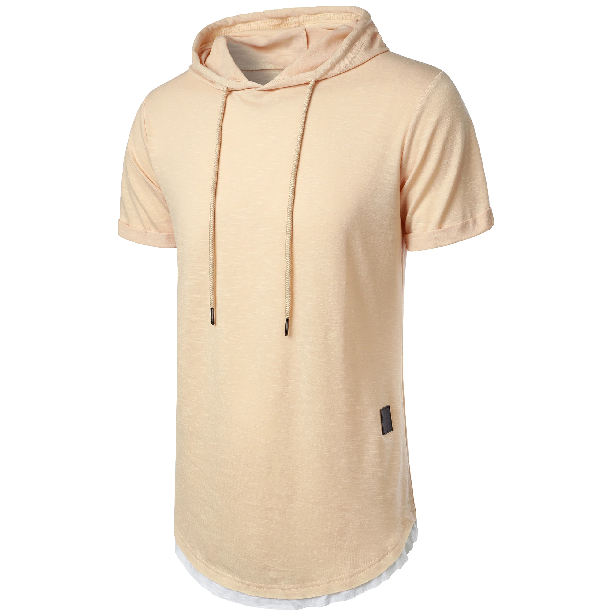New men's summer hooded T-shirt Men's solid color top men's short sleeve T-shirt Hoodie casual fashion men's short sleeve