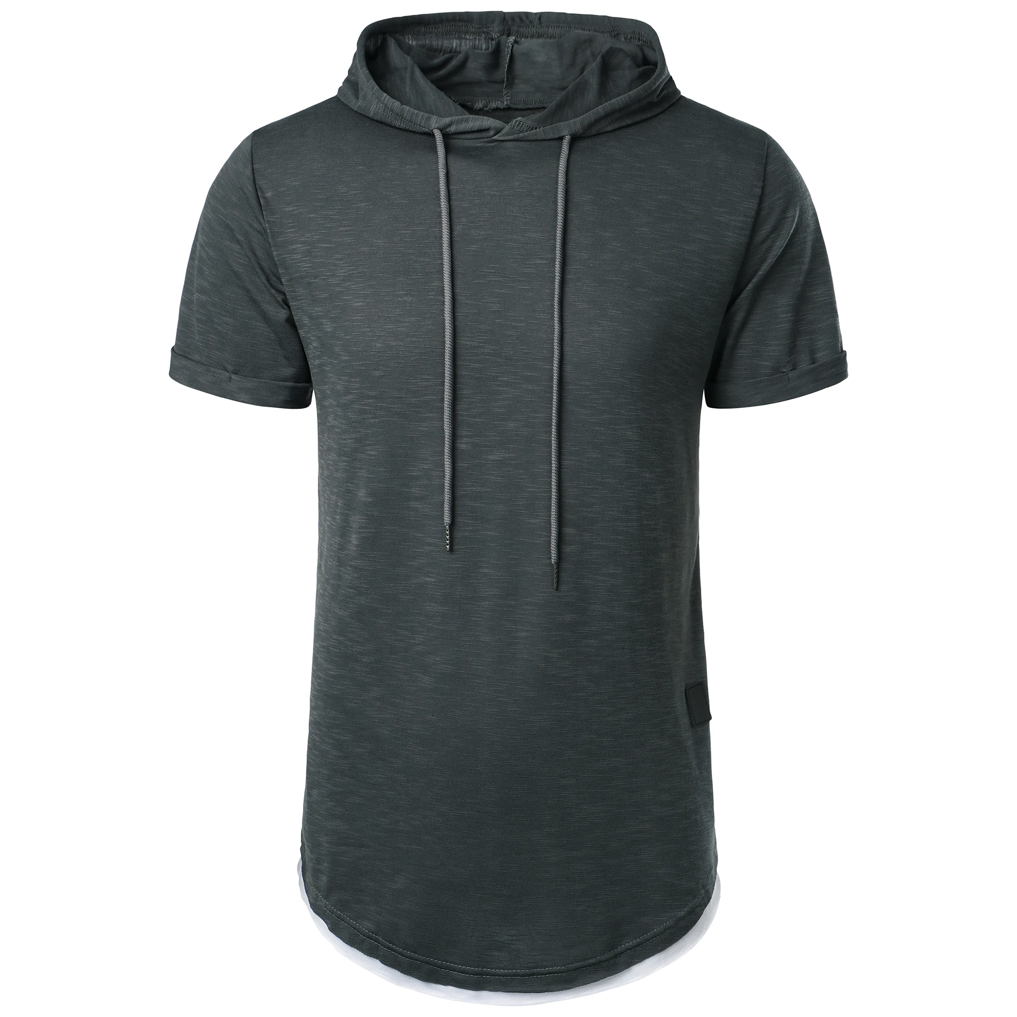 New men's summer hooded T-shirt Men's solid color top men's short sleeve T-shirt Hoodie casual fashion men's short sleeve