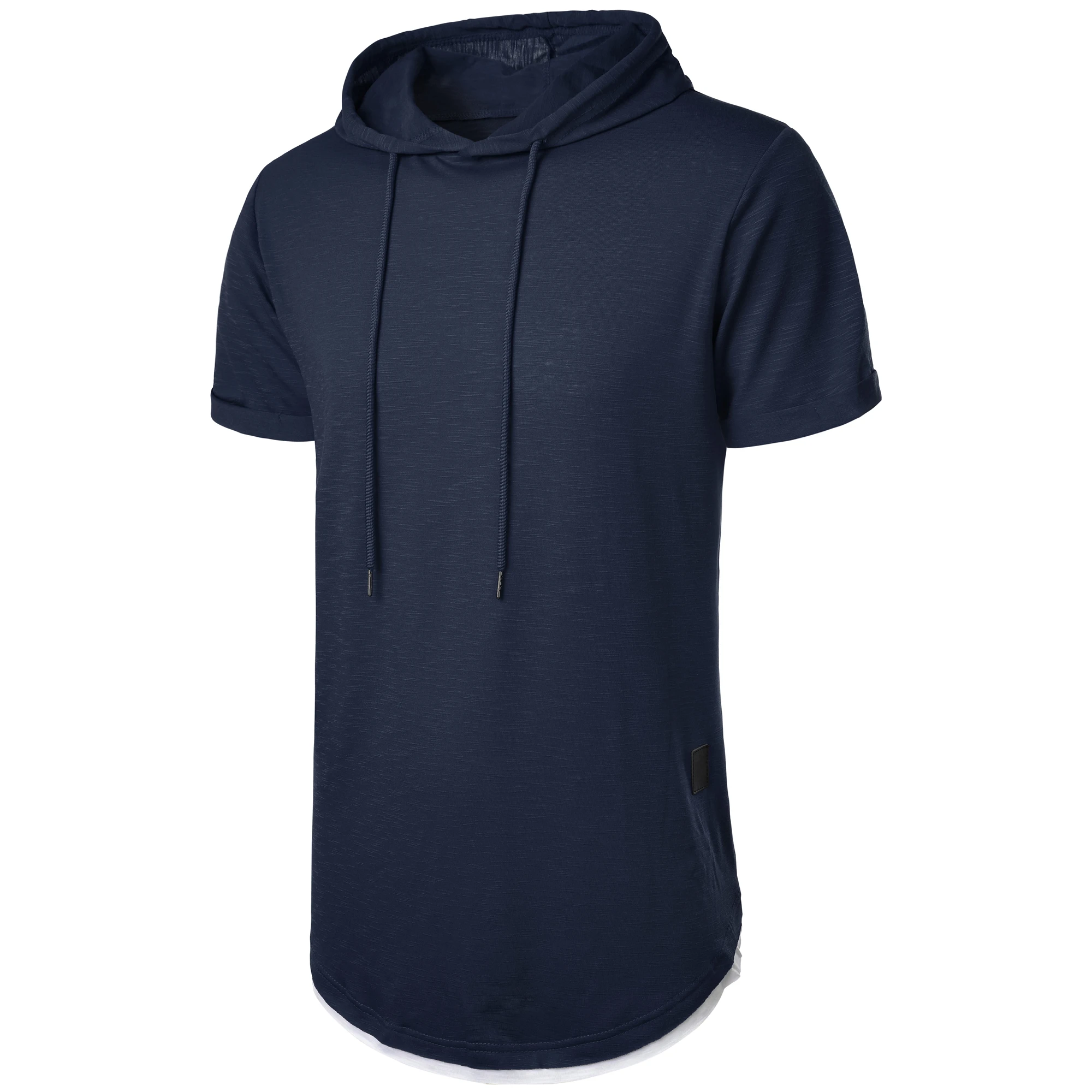 New men's summer hooded T-shirt Men's solid color top men's short sleeve T-shirt Hoodie casual fashion men's short sleeve