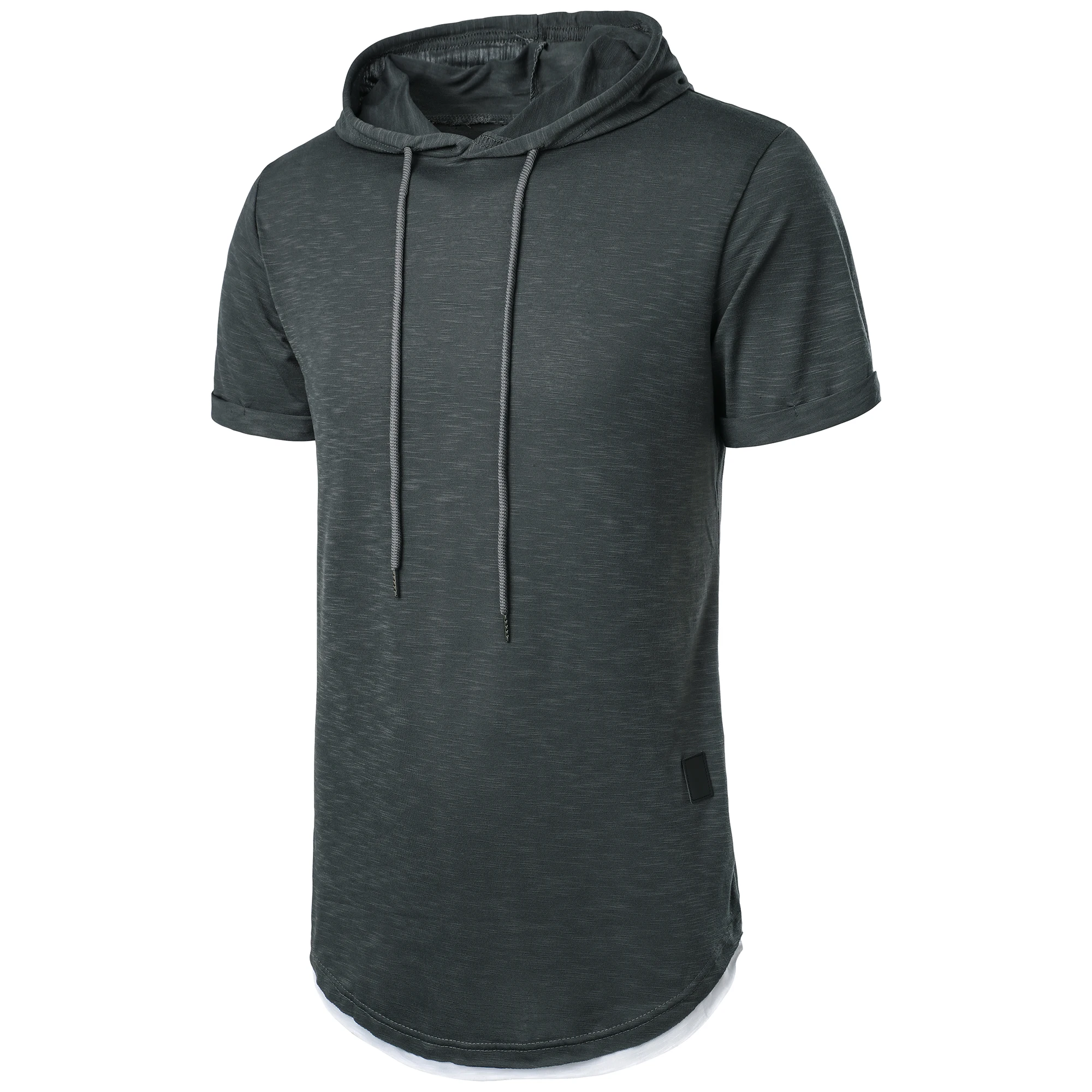 New men's summer hooded T-shirt Men's solid color top men's short sleeve T-shirt Hoodie casual fashion men's short sleeve