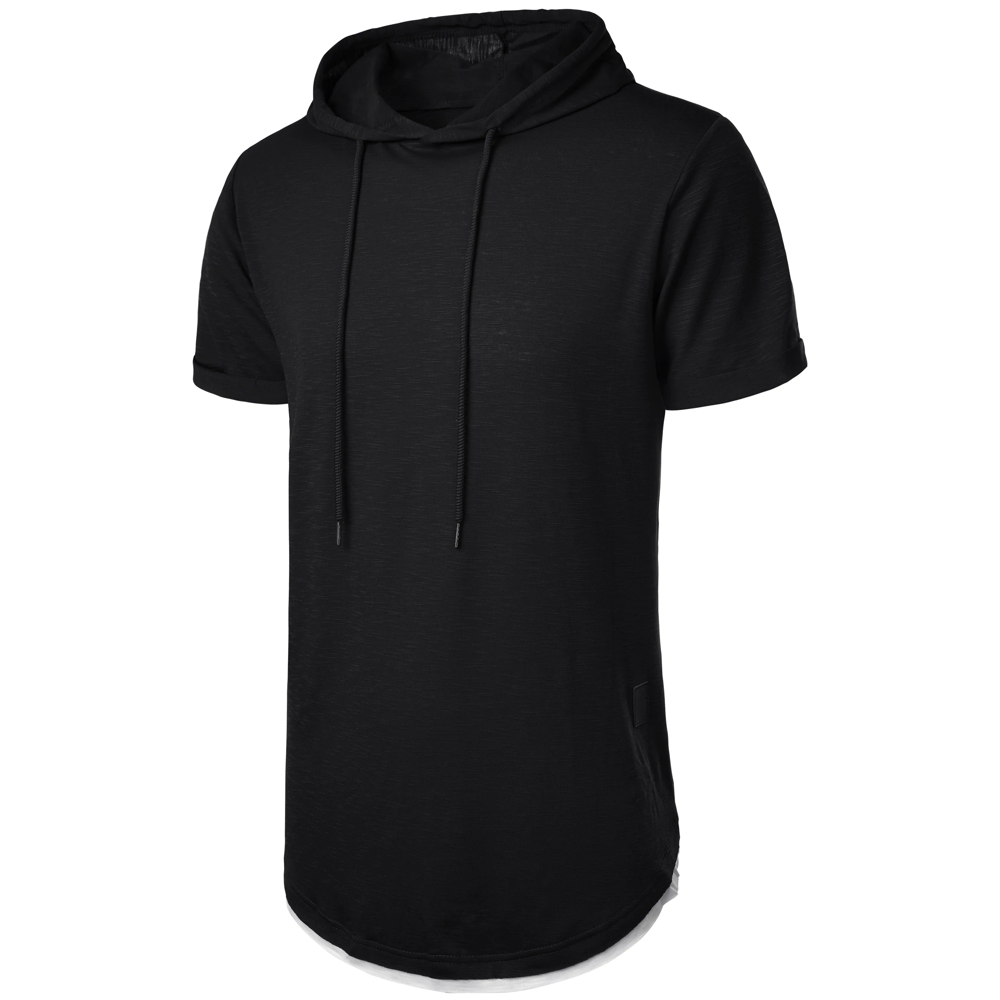 New men's summer hooded T-shirt Men's solid color top men's short sleeve T-shirt Hoodie casual fashion men's short sleeve