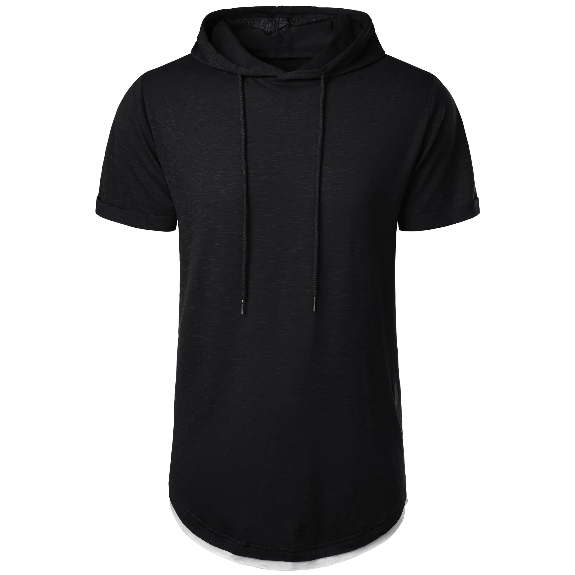 New men's summer hooded T-shirt Men's solid color top men's short sleeve T-shirt Hoodie casual fashion men's short sleeve