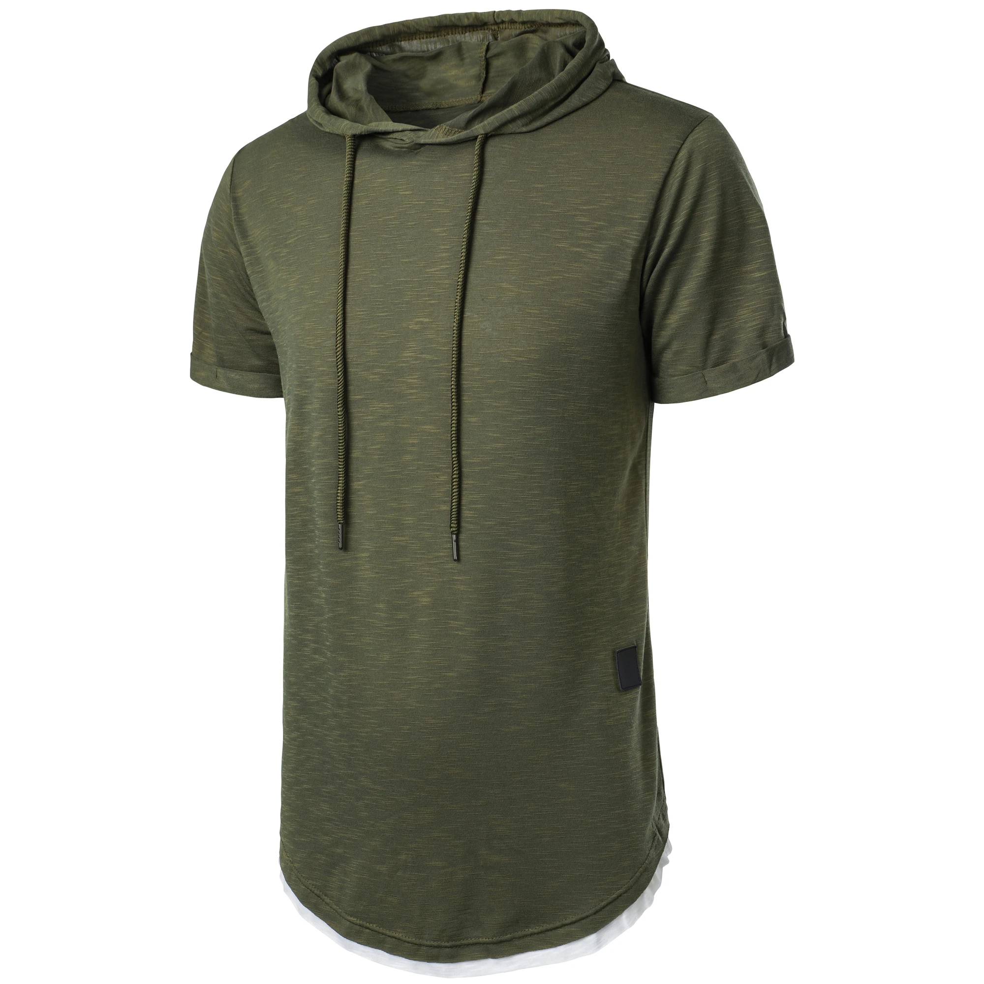 New men's summer hooded T-shirt Men's solid color top men's short sleeve T-shirt Hoodie casual fashion men's short sleeve