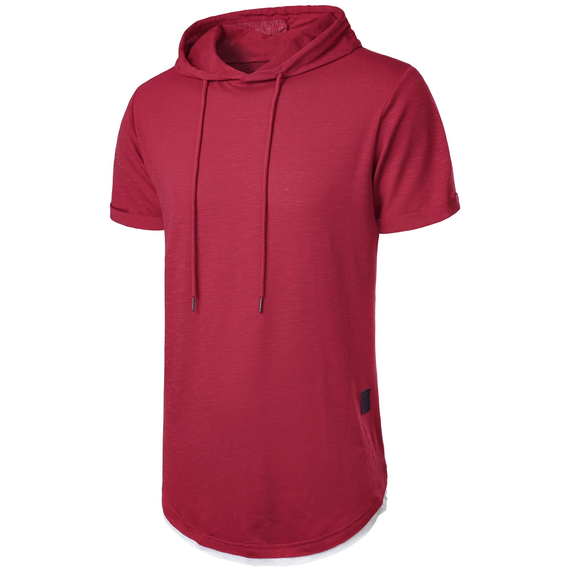 New men's summer hooded T-shirt Men's solid color top men's short sleeve T-shirt Hoodie casual fashion men's short sleeve