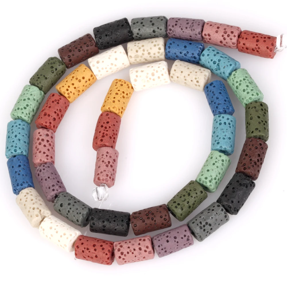 6x10mm Cylinder Natural Volcanic Rock Lava Stone Beads For Jewelry Making Loose Spacer DIY Bracelet Nacklace Bracelet Handmade