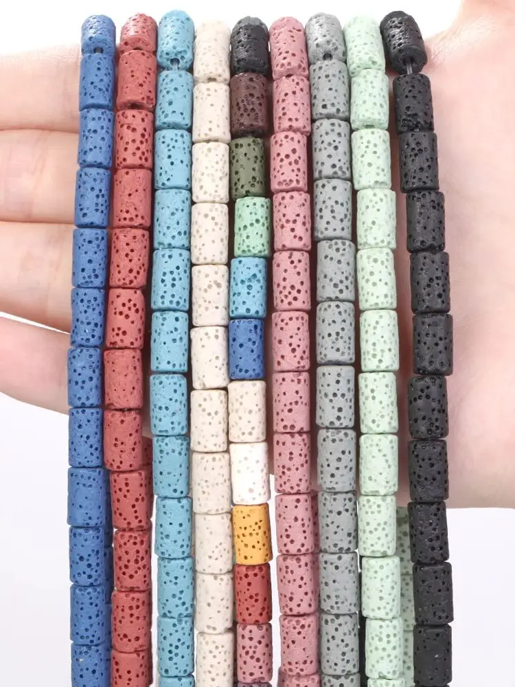6x10mm Cylinder Natural Volcanic Rock Lava Stone Beads For Jewelry Making Loose Spacer DIY Bracelet Nacklace Bracelet Handmade