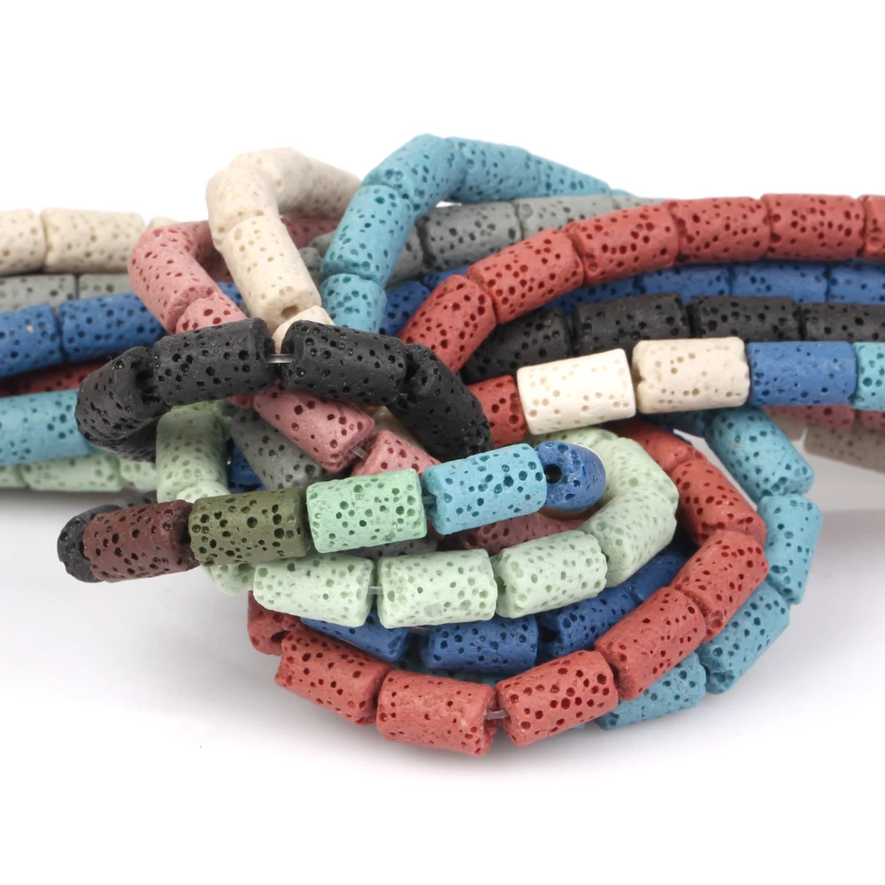 6x10mm Cylinder Natural Volcanic Rock Lava Stone Beads For Jewelry Making Loose Spacer DIY Bracelet Nacklace Bracelet Handmade