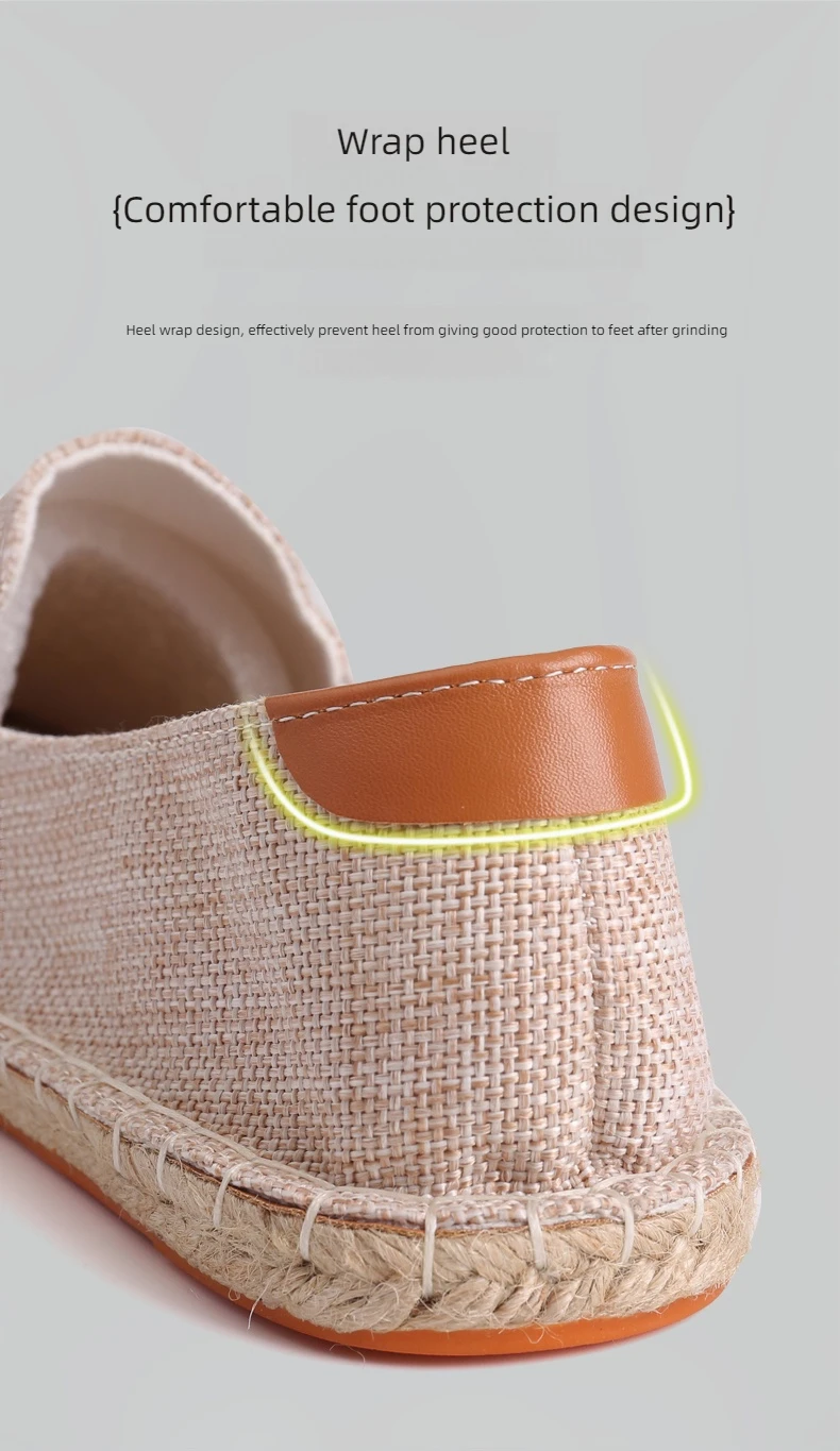 Men's casual vulcanized shoes Women's flat shoes Hand stitched casual comfortable linen shoes Light lazy shoes