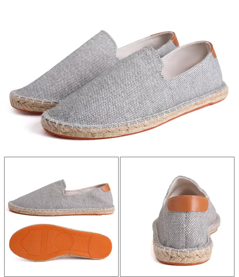 Men's casual vulcanized shoes Women's flat shoes Hand stitched casual comfortable linen shoes Light lazy shoes
