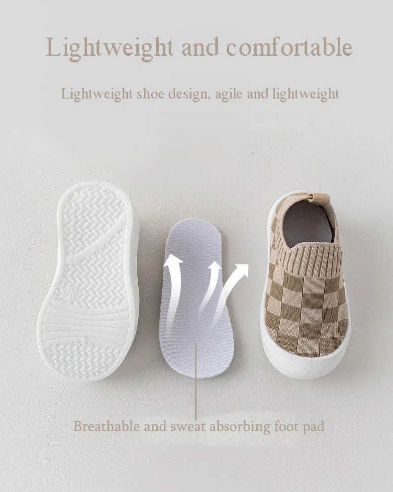 2025 Spring New Slip-on Toddler Shoes Baby First Walkers Boys Girls Autumn Non-Slip Classic Plaid Sneakers Sport Shoes
