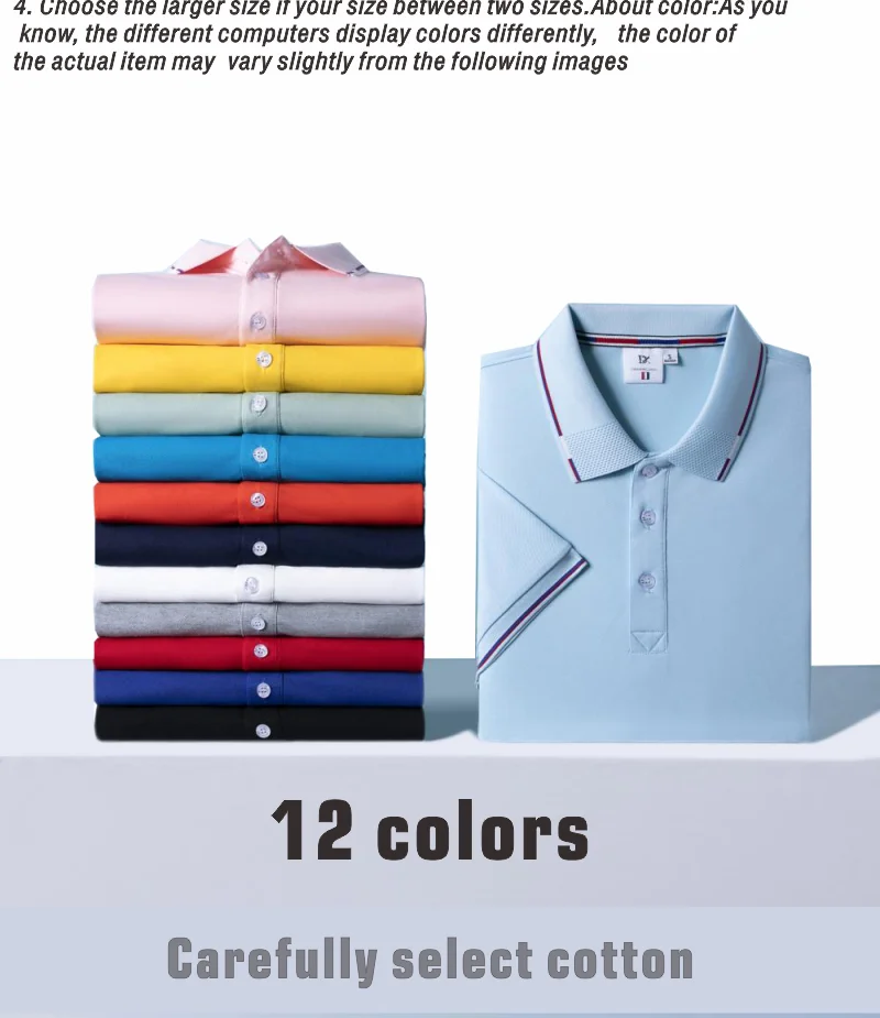 New Clothing Summer Streetwear Casual Fashion Tops Solid Color Polo Shirts Short Sleeve Fashion Lapel Male Top Large Size