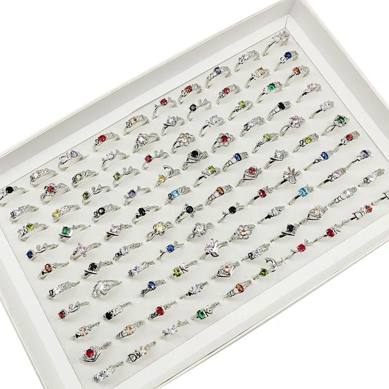 20pcs/Lot Jewelry Factory Wholesale New Big Zircon Rhinestone Finger Rings For Women Mix Style Wedding Decorate Girl Party Gifts