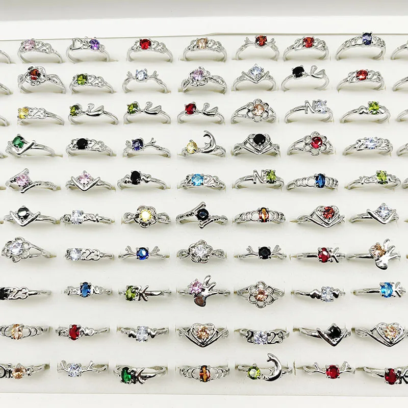 20pcs/Lot Jewelry Factory Wholesale New Big Zircon Rhinestone Finger Rings For Women Mix Style Wedding Decorate Girl Party Gifts