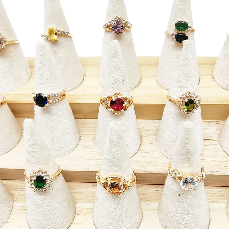 20pcs/Lot Jewelry Factory Wholesale New Big Zircon Rhinestone Finger Rings For Women Mix Style Wedding Decorate Girl Party Gifts