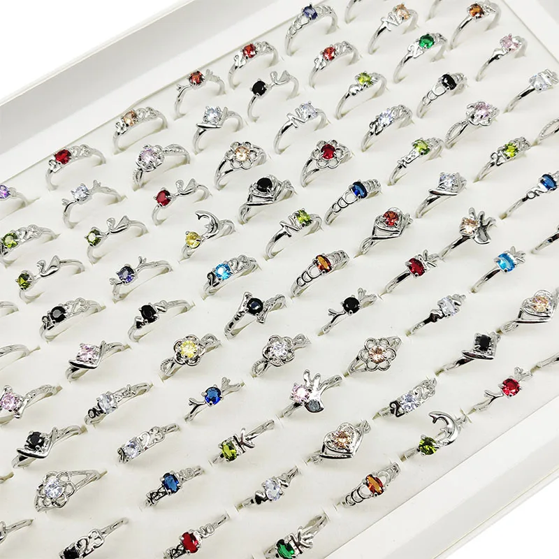 20pcs/Lot Jewelry Factory Wholesale New Big Zircon Rhinestone Finger Rings For Women Mix Style Wedding Decorate Girl Party Gifts