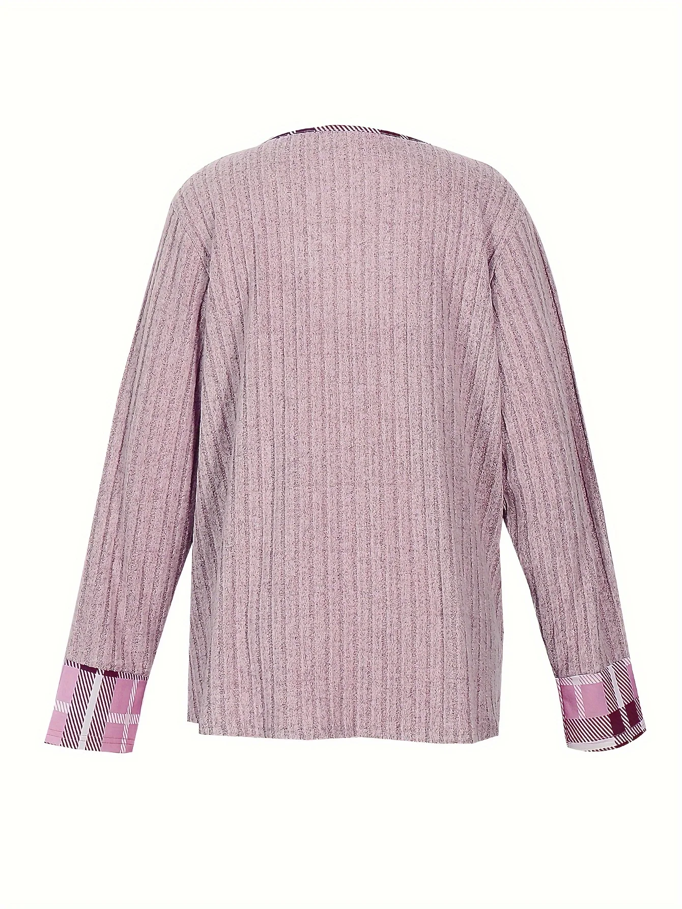Plus Size 2025 Autumn New Casual Fashion V Neck Pit Stripe Fake Button Long Sleeve Blouse Solid Autumn Best Choice