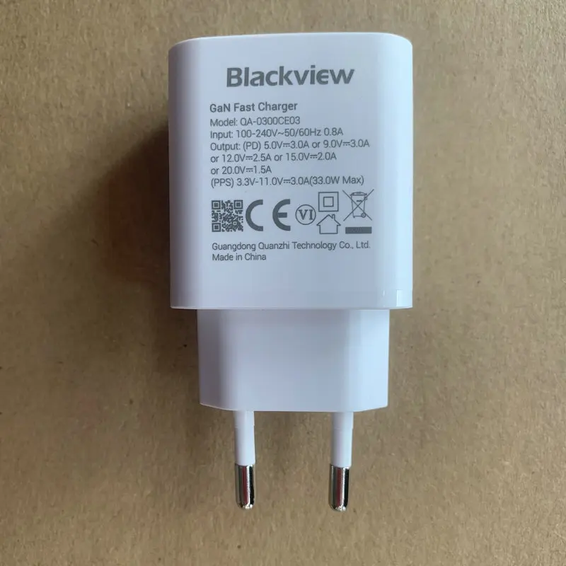Fast Charger for Blackview SHARK 8 OSCAL S80 BV7100 BL5000 Original EU Plug Travel 33W Power Adapter Type C To Type C Cable
