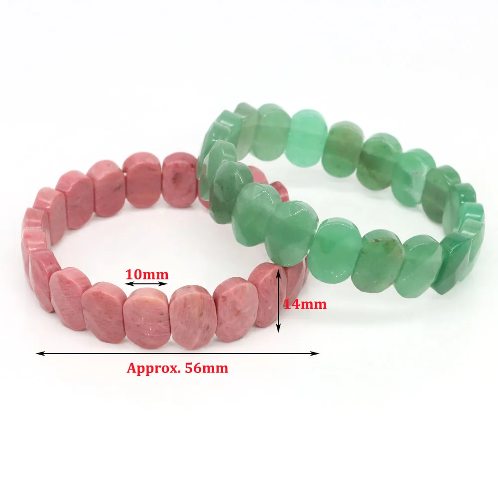 Natural Stone Square Beads Strand Bracelets Amethyst Rose Quartz Healing Crystal Rectangle Bangle Women Gemstone Jewelry Gifts