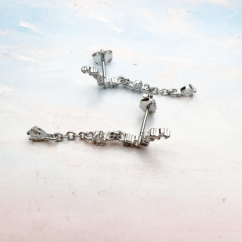 Water Drop Necklace And Earrrings Ice Crystals Brand New Winter Fine Jewelry Set 925 Sterling Silver Romantic Gift For Women