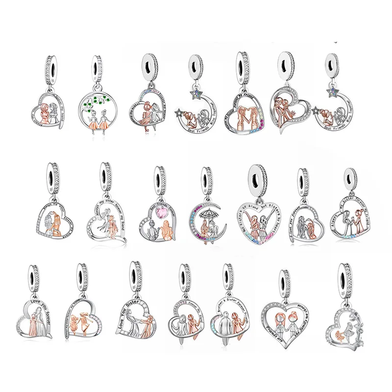 FC Jewelry Fit Original Charm Bracelet 925 Silver Always My Sister Forever My Friends Bead For Making Women Birthday Berloque