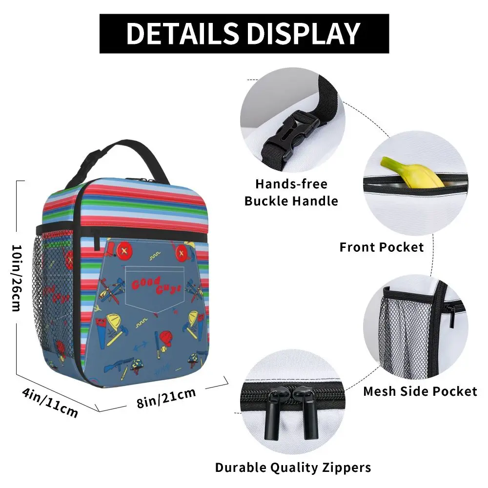 Good Guys Child Doll Chuckys Insulated Lunch Bags Food Bag Portable Cooler Thermal Lunch Box For School Office