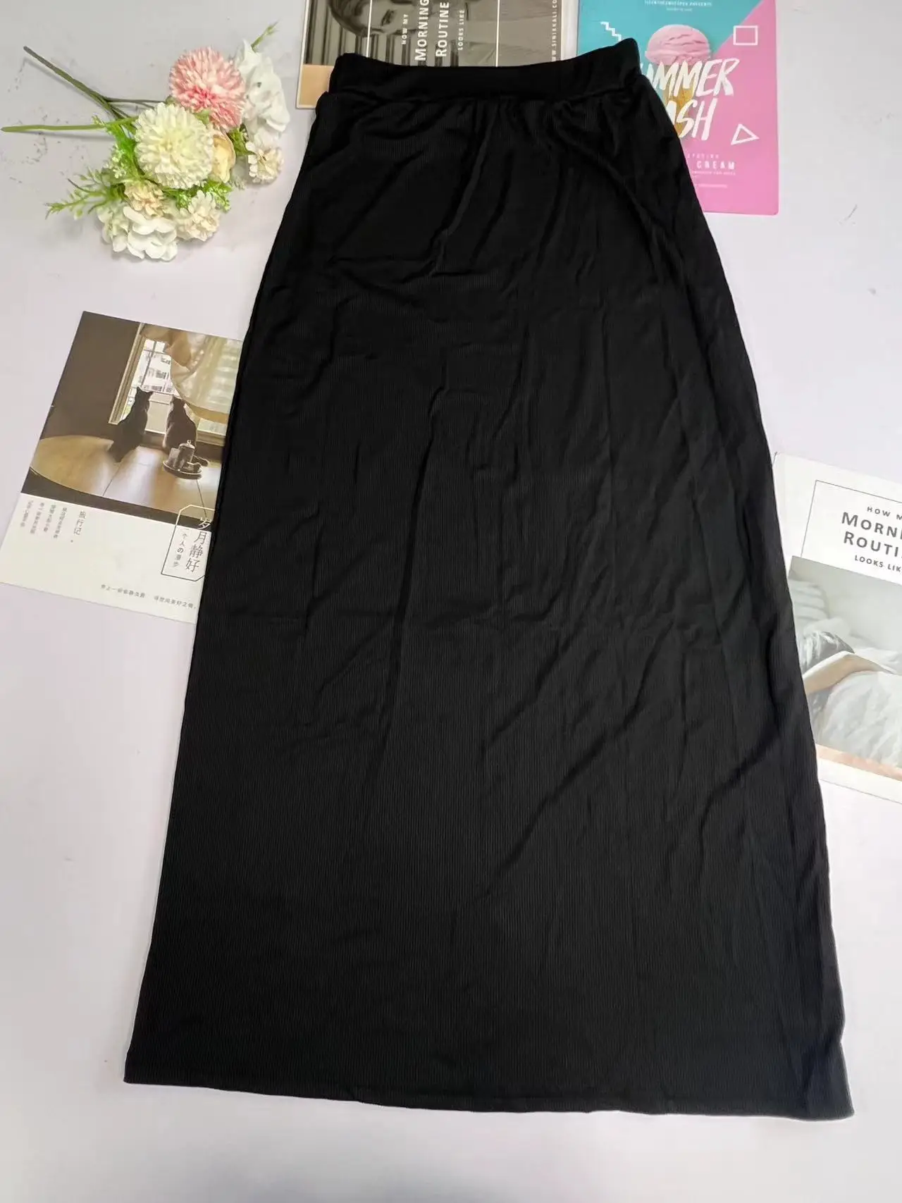 Summer 2026 New High-Waisted Girls Buttocks Split Long Skirt Sexy Spice Girl Pure Sensual Woman in the Long-Ribbed Skirt