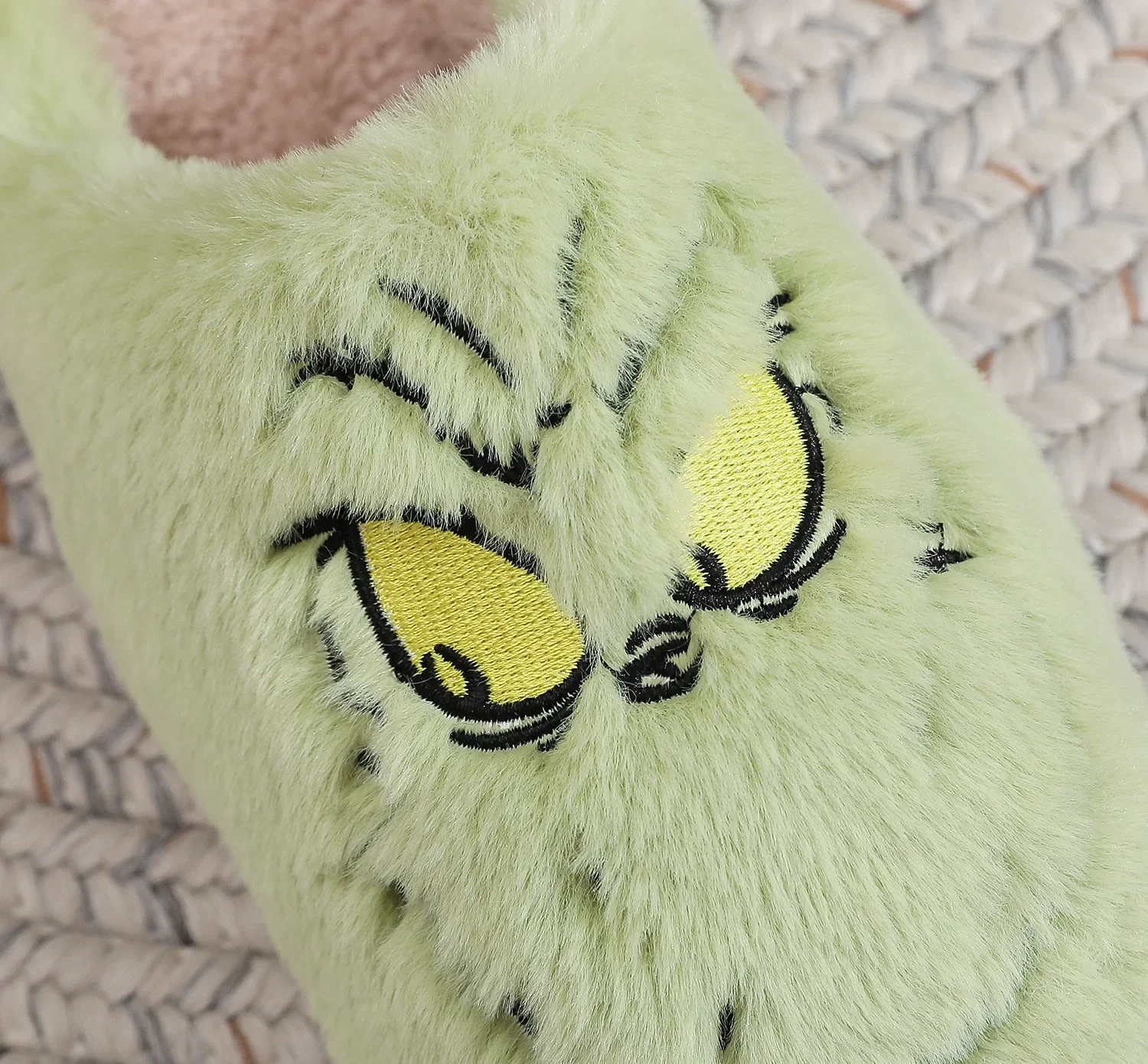Christmas Plush Slippers Women Winter Warm Cute Home Green Haired Monster Slippers Funny Non Slip Cotten Shoes New Year Gift