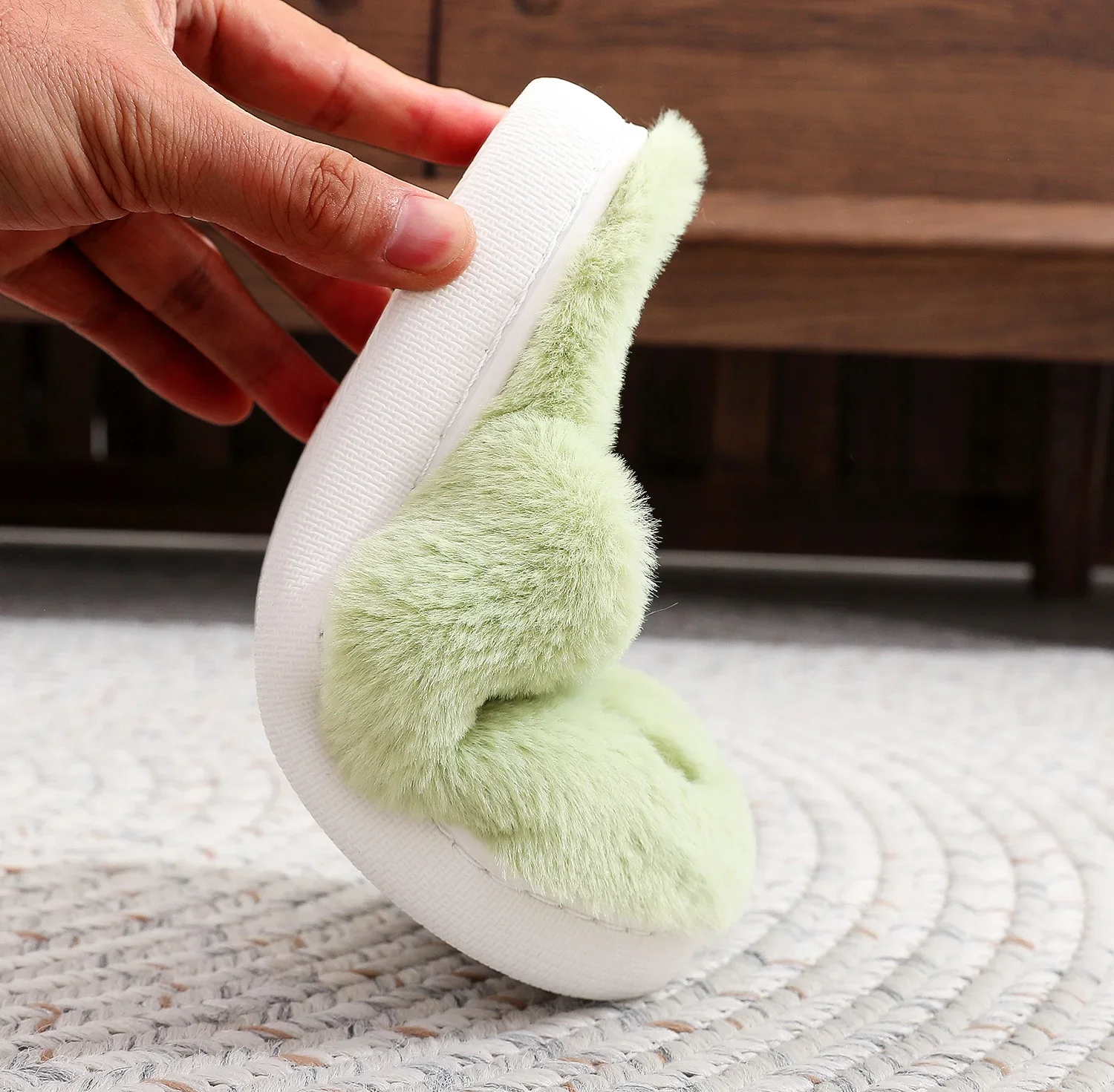 Christmas Plush Slippers Women Winter Warm Cute Home Green Haired Monster Slippers Funny Non Slip Cotten Shoes New Year Gift