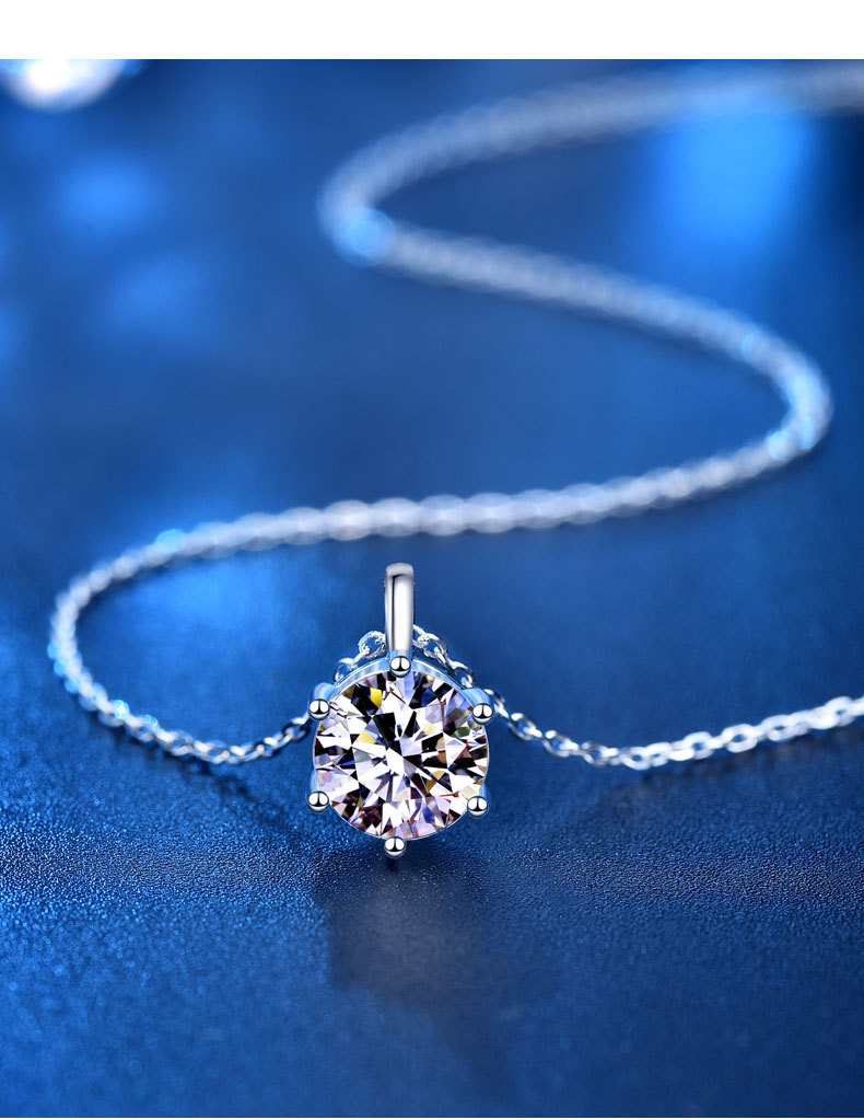 2.0ct VVS1 D Color Moissanite Necklace 925 Soild Sterling Sliver Chain with Certificate Fine Jewelry for Woman