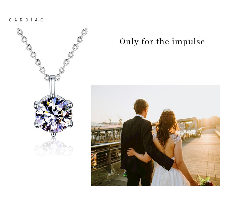 2.0ct VVS1 D Color Moissanite Necklace 925 Soild Sterling Sliver Chain with Certificate Fine Jewelry for Woman