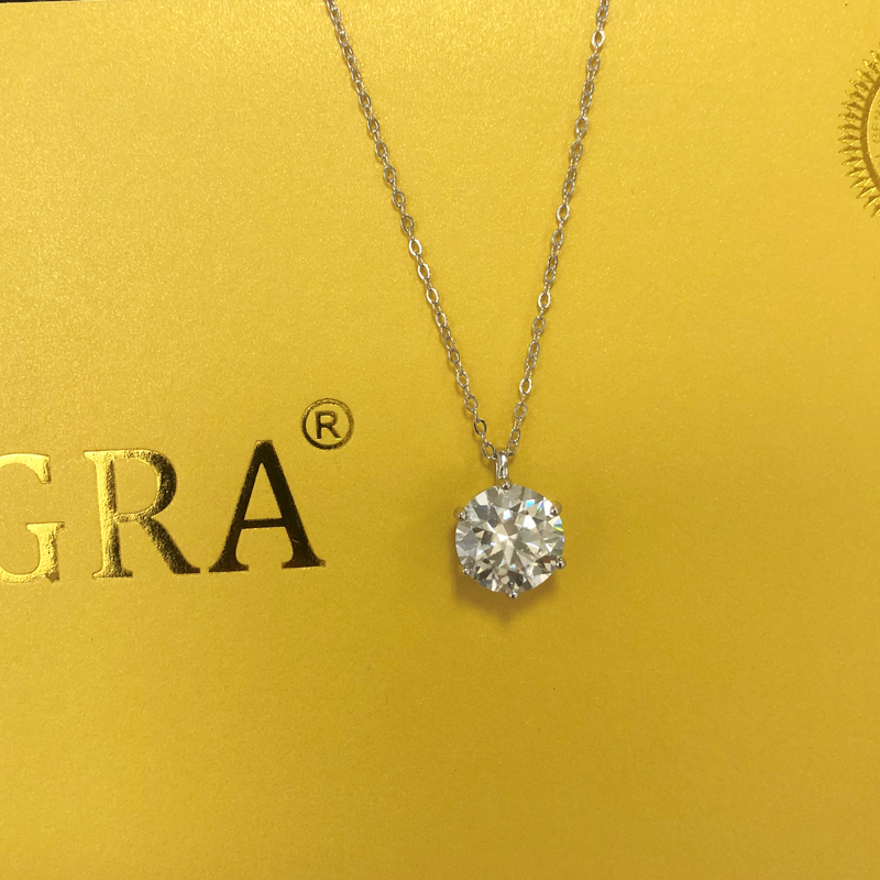 2.0ct VVS1 D Color Moissanite Necklace 925 Soild Sterling Sliver Chain with Certificate Fine Jewelry for Woman